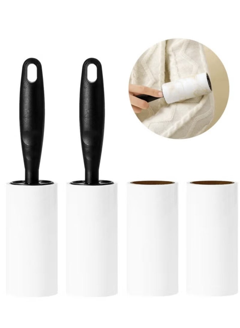 SAPU Lint Rollers for Pet Hair Extra Sticky Lint Roller for Clothes Lint Removal 4 Sticky Rolls with 2 Handles - Image 1